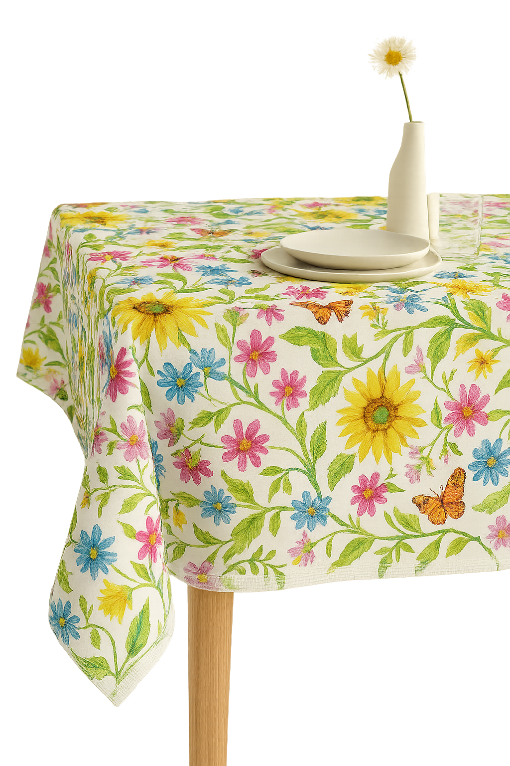 Chemin de table motifs tournesols papillons style champêtre - vue 3 sur 2