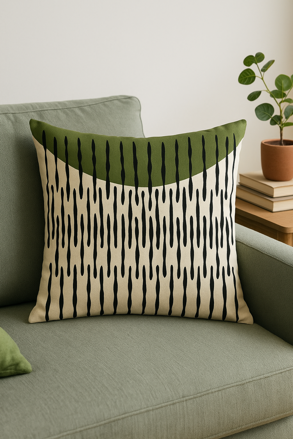 coussin à motif végétal vert pour décoration intérieure moderne - vue 3 sur 2
