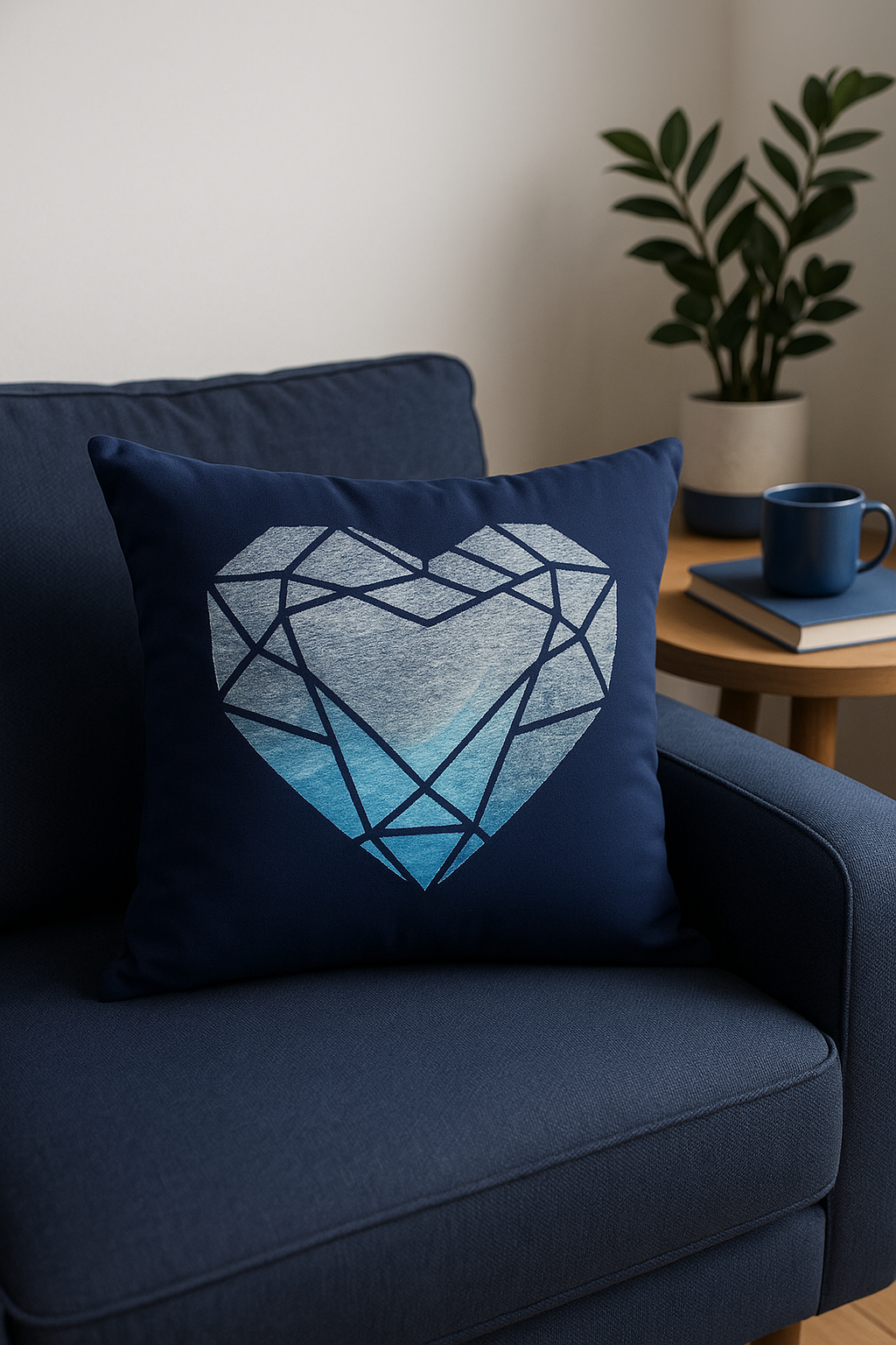 coussin bleu marine géométrique pour canapé ou fauteuil - vue 3 sur 2