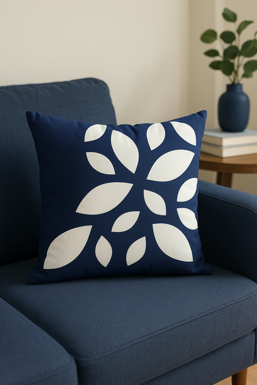coussin bleu marine géométrique pour décoration intérieure - vue 2 sur 2