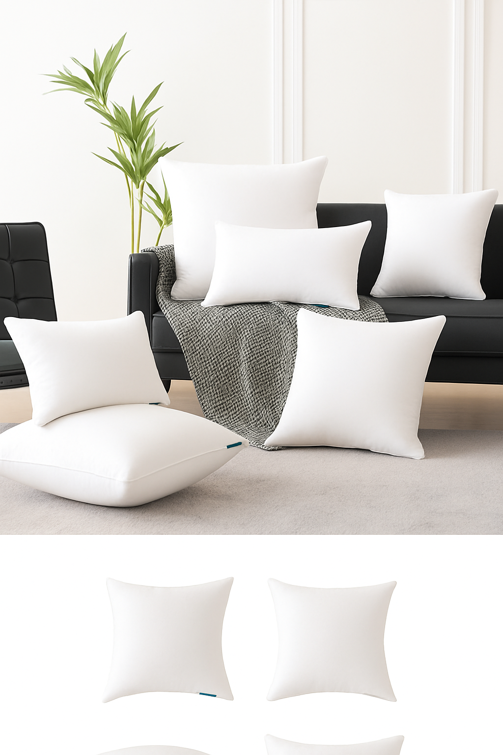 coussin décoratif blanc moelleux 50x50cm 45x45cm 30x50cm - vue 3 sur 5