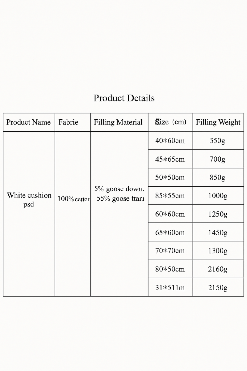 coussin décoratif en duvet d'oie en coton doux