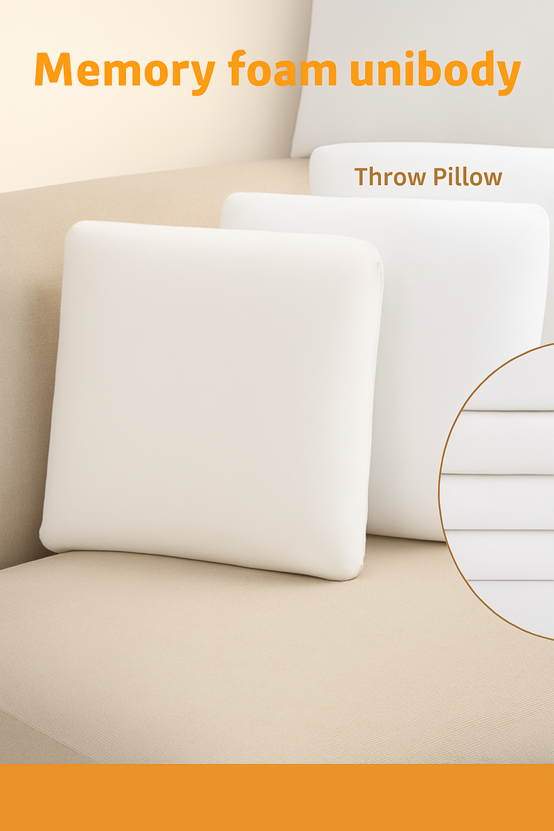 coussin décoratif en mousse à mémoire ultra-confortable housse blanche