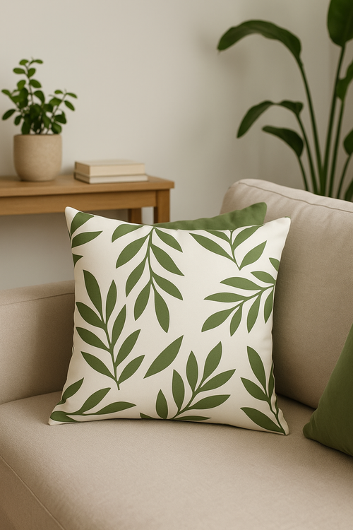 coussin décoratif à motif végétal vert confortable pour votre intérieur - vue 2 sur 2