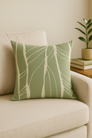 coussin décoratif à motif végétal vert pour canapé