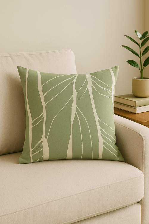 coussin décoratif à motif végétal vert pour canapé - vue 2 sur 2