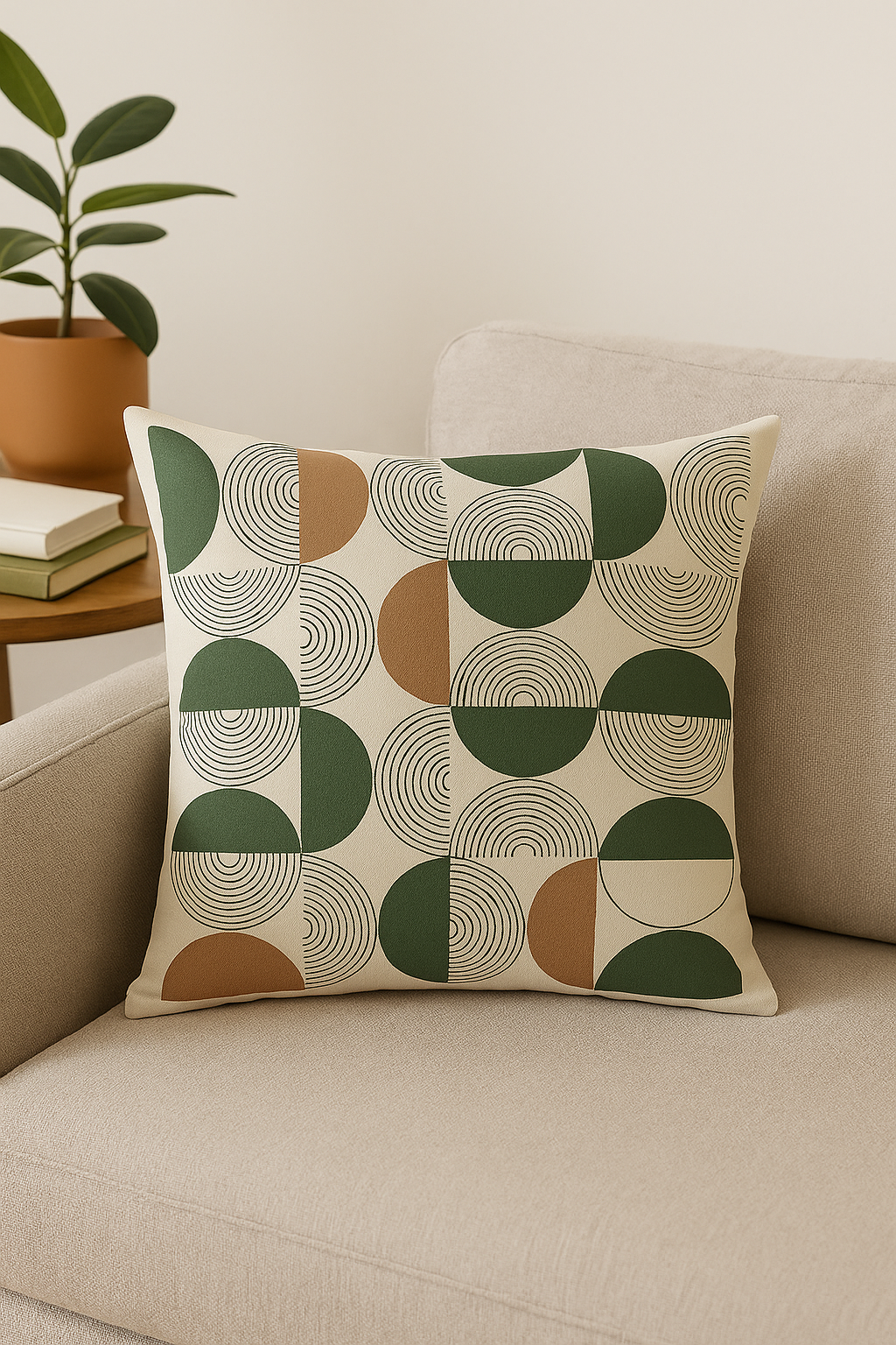 coussin décoratif à motif végétal vert pour un intérieur stylé