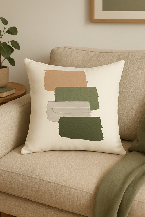 coussin décoratif motif plante verte pour canapé et fauteuil - vue 2 sur 2