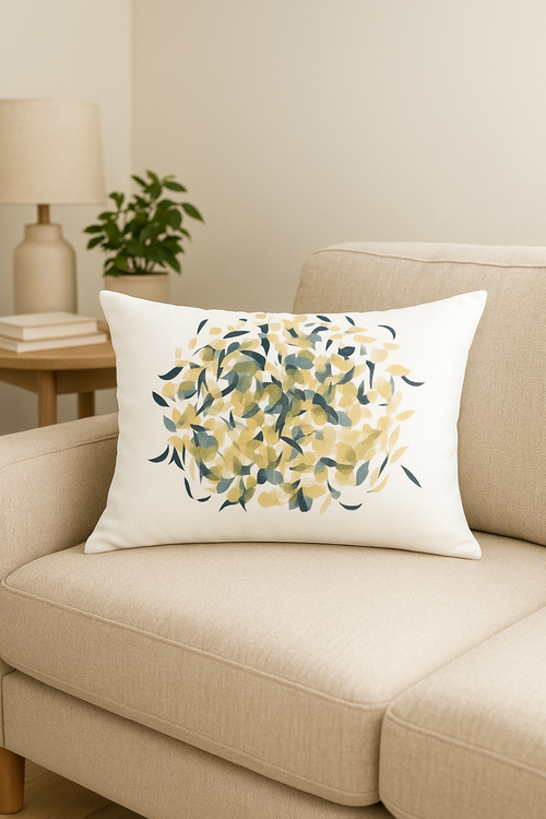 coussin décoratif rectangulaire motif plumes 30 x 50 cm