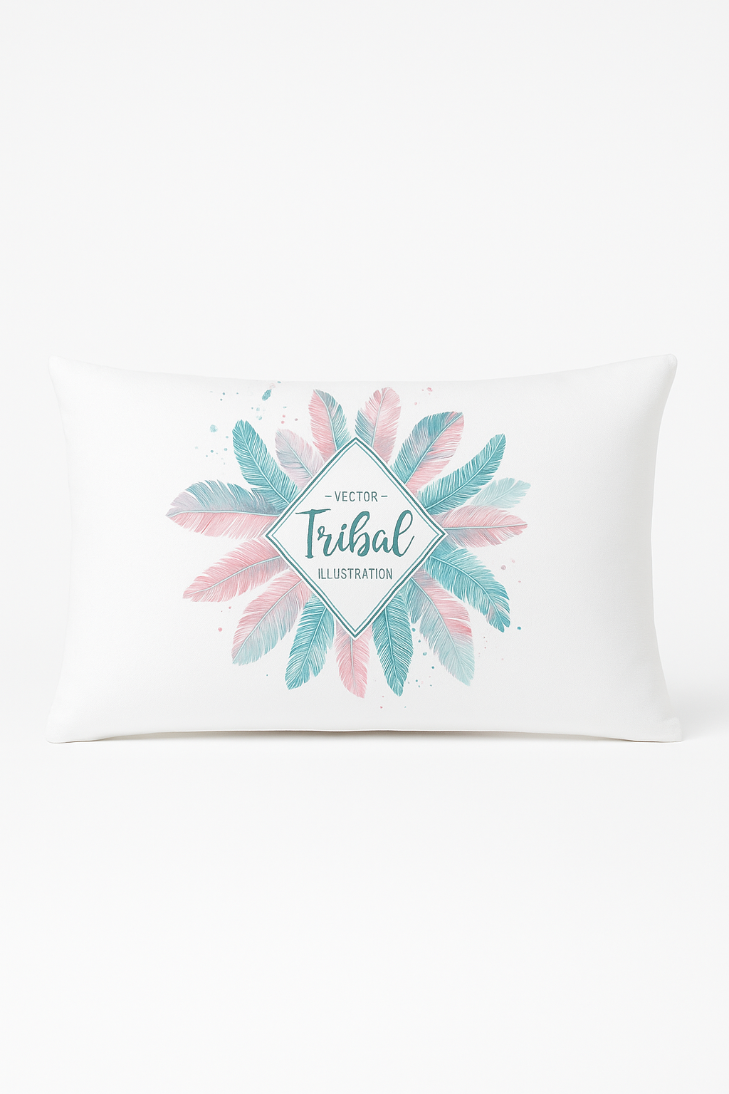 coussin décoratif rectangulaire motif plumes 30 x 50 cm