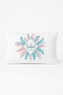 coussin décoratif rectangulaire motif plumes 30 x 50 cm