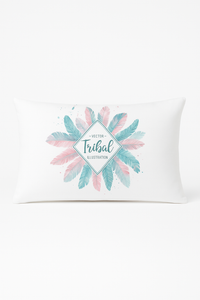 coussin décoratif rectangulaire motif plumes 30 x 50 cm