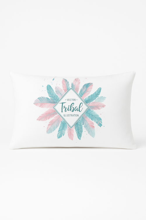 coussin décoratif rectangulaire motif plumes 30 x 50 cm