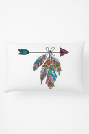 coussin décoratif rectangulaire motif plumes 30 x 50 cm