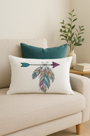 coussin décoratif rectangulaire motif plumes 30 x 50 cm