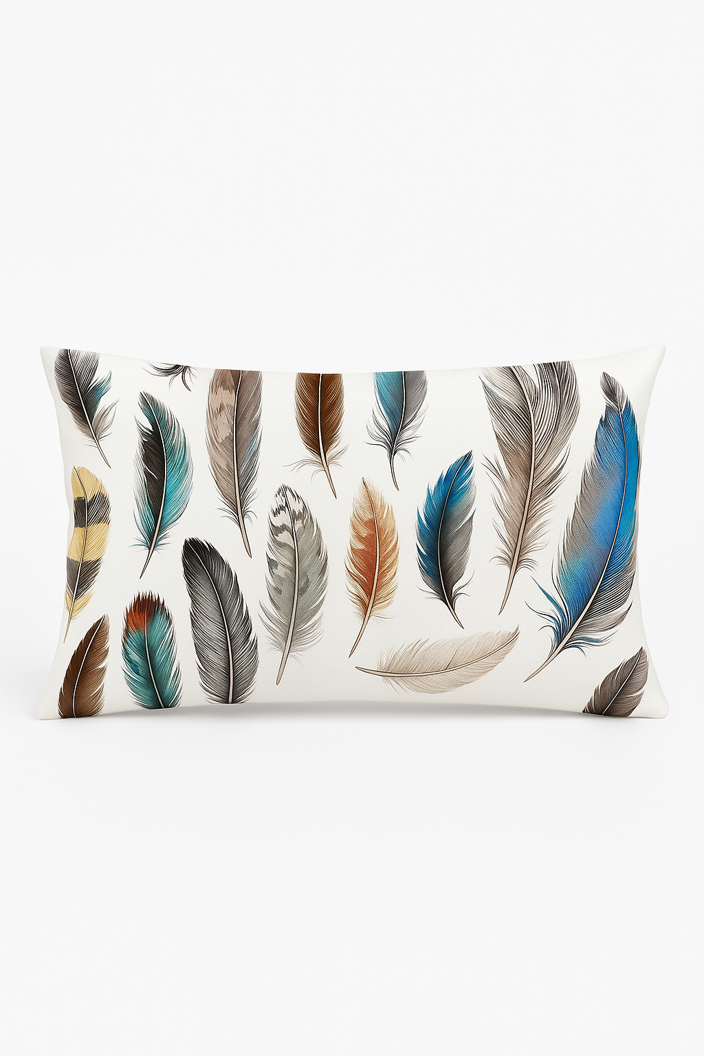 coussin décoratif rectangulaire motif plumes 30x50 cm