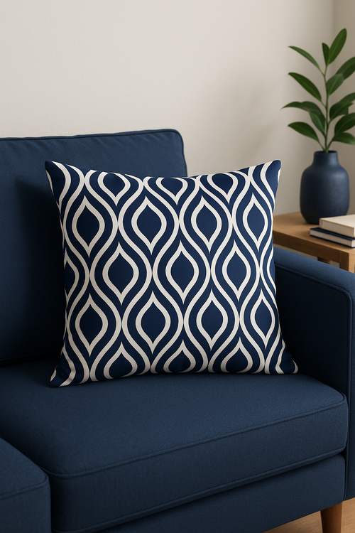coussin géométrique bleu marine housse de coussin décorative pour canapé - vue 2 sur 2