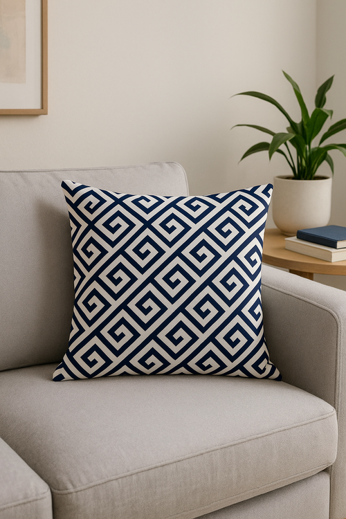 coussin géométrique bleu marine pour canapé ou décoration - vue 2 sur 2