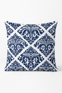 coussin géométrique bleu marine pour décoration intérieure moderne
