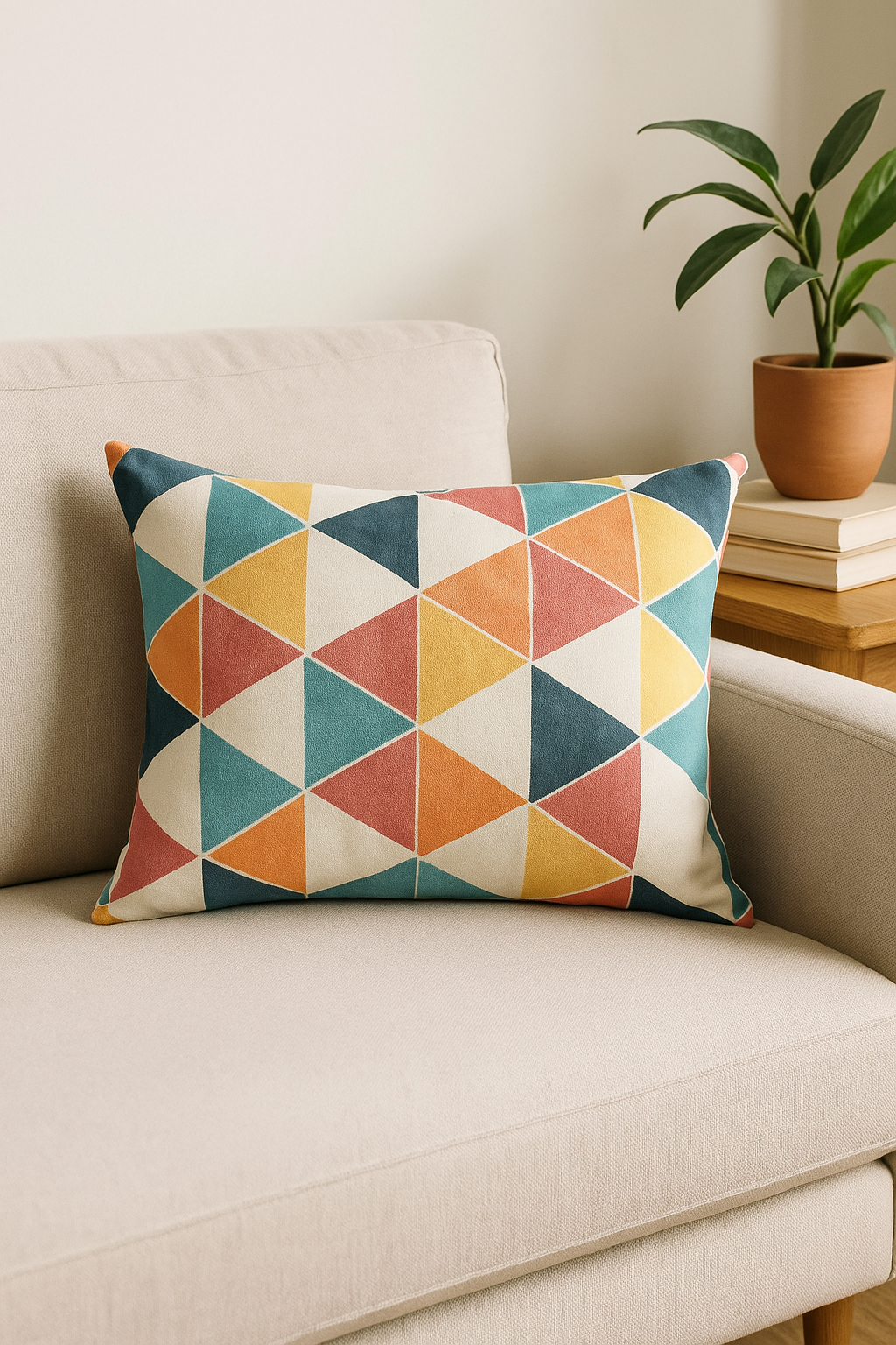 coussin lombaire géométrique abstrait réversible pour canapé ou bureau - vue 2 sur 2