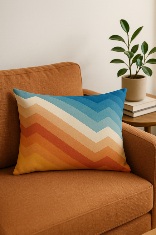 coussin lombaire motif géométrique abstrait réversible décoratif - vue 2 sur 2