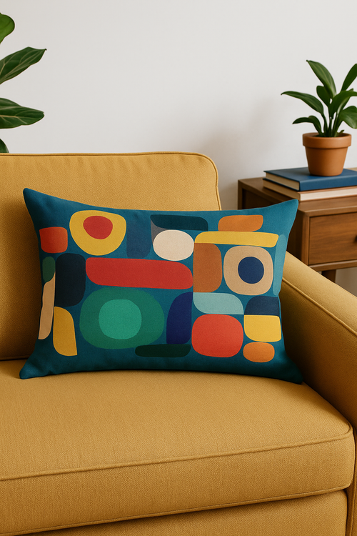 coussin lombaire motif géométrique abstrait réversible décoratif - vue 3 sur 2