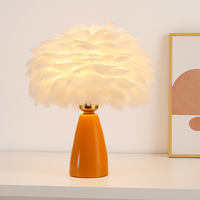 Creative Nordic desk lamp, warm bedroom feather lamp, fashionable and simple study ceramic decorative lamp