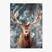 décoration murale forêt hivernale avec renard hibou et cerf