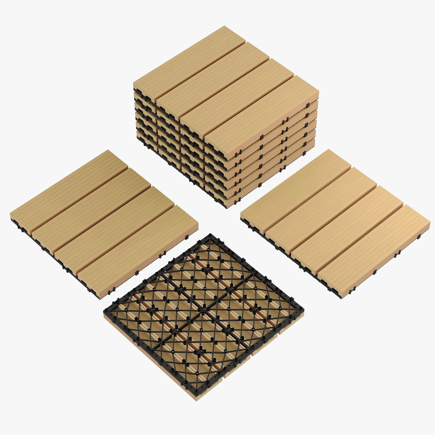 Dalles terrasse clipsables bois composite 30x30 drainage facile