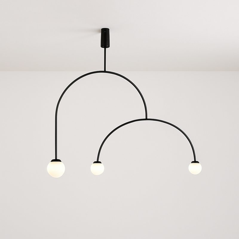 Danmark Geometric Line Chandelier Nordic Arc Suspension Lamp Ceiling Hanging Fxiture for Living Room,Dining Room