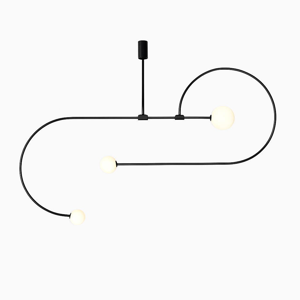 Danmark Geometric Line Chandelier Nordic Arc Suspension Lamp Ceiling Hanging Fxiture for Living Room,Dining Room - vue 4 sur 14
