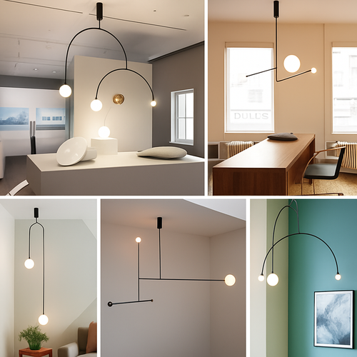 Danmark Geometric Line Chandelier Nordic Arc Suspension Lamp Ceiling Hanging Fxiture for Living Room,Dining Room - vue 7 sur 14