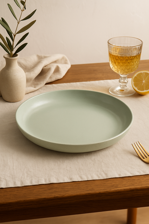 Ensemble 4 assiettes creuses plastique motif blé legeres