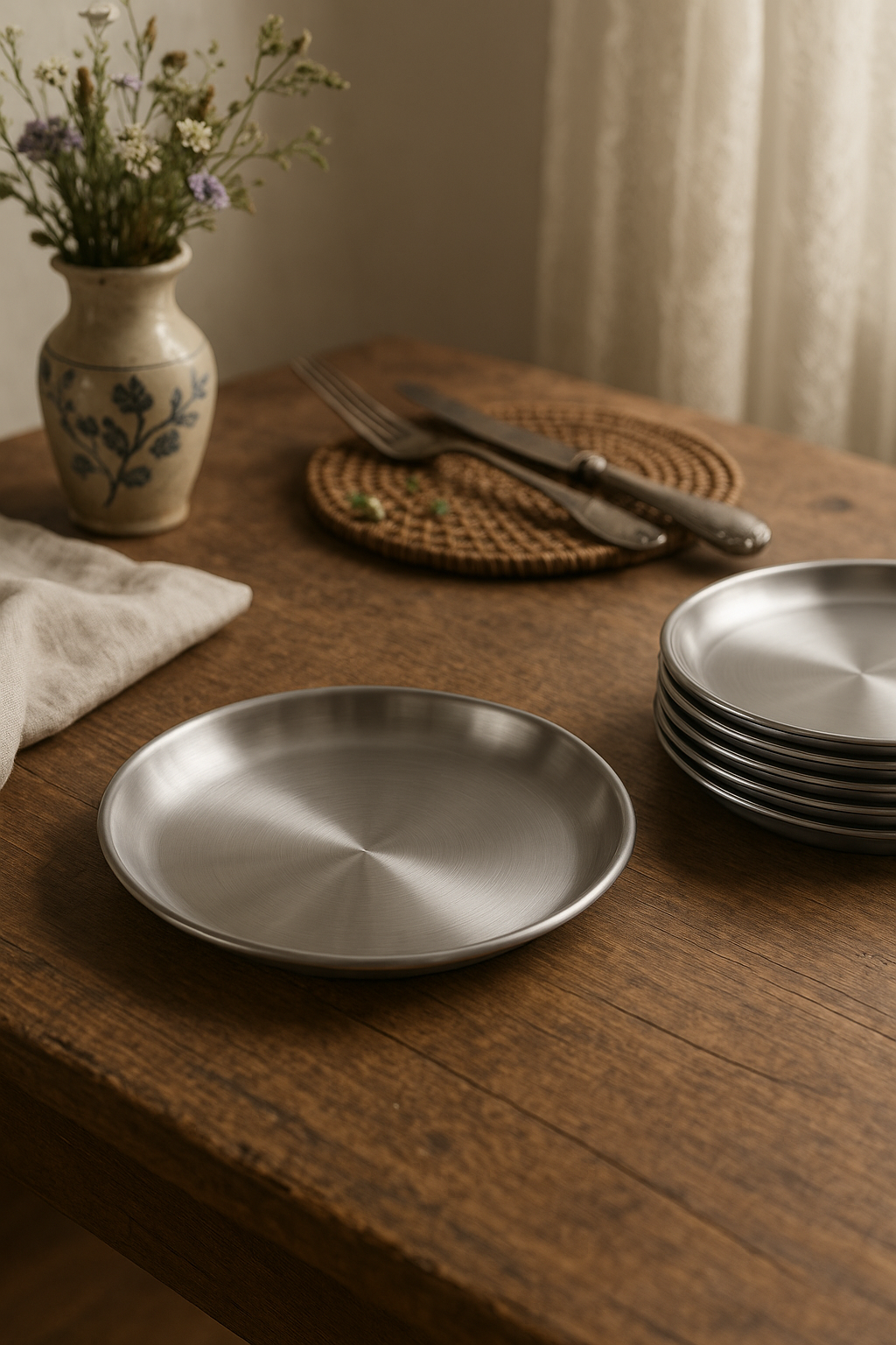 Ensemble 6 assiettes inox barbecue multifonction cuisine - vue 3 sur 3