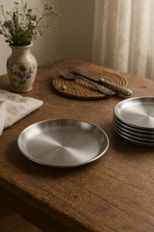 Ensemble 6 assiettes inox barbecue multifonction cuisine