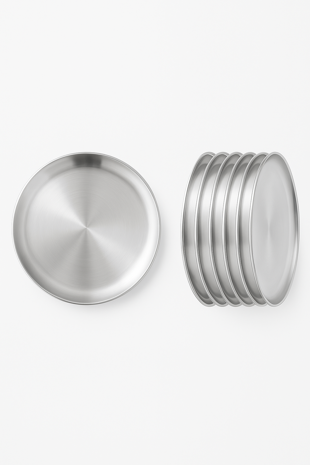 Ensemble 6 assiettes inox pour barbecue cuisine - vue 2 sur 3