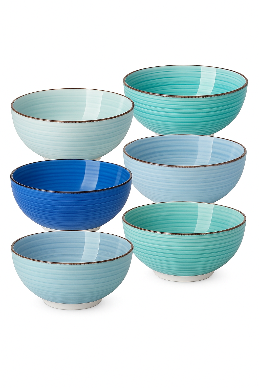 ensemble 6 bols porcelaine style vintage peints main - vue 2 sur 2