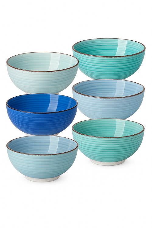 ensemble 6 bols porcelaine style vintage peints main - vue 3 sur 2