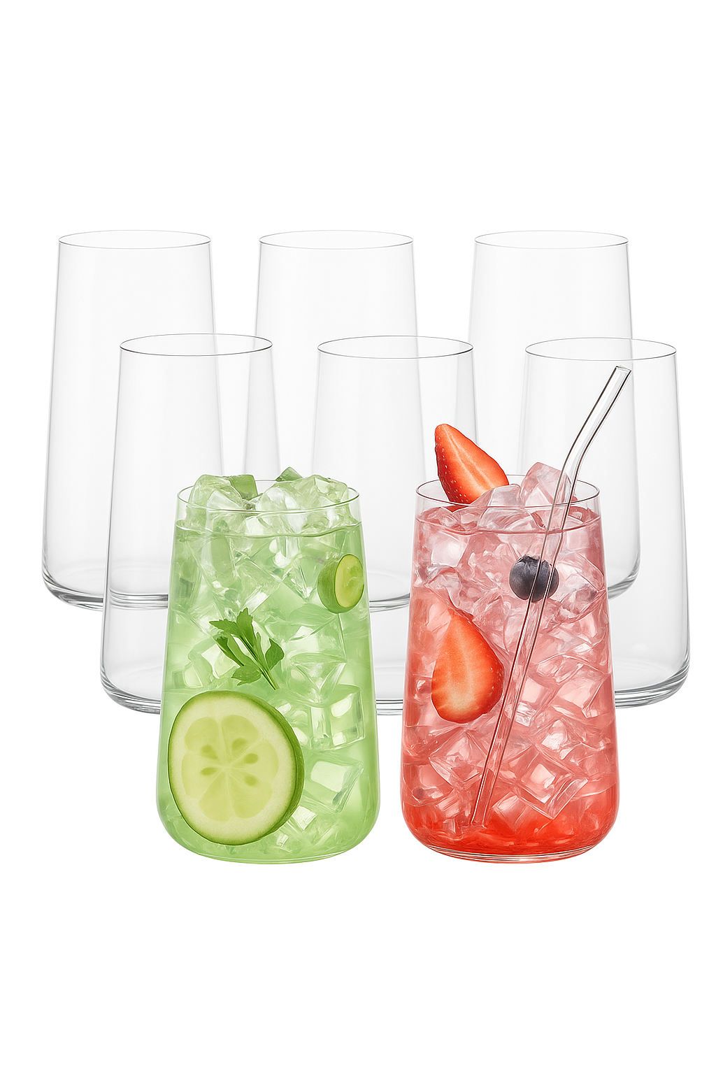 Ensemble 6 verres highball avec paille 460ml - vue 3 sur 2