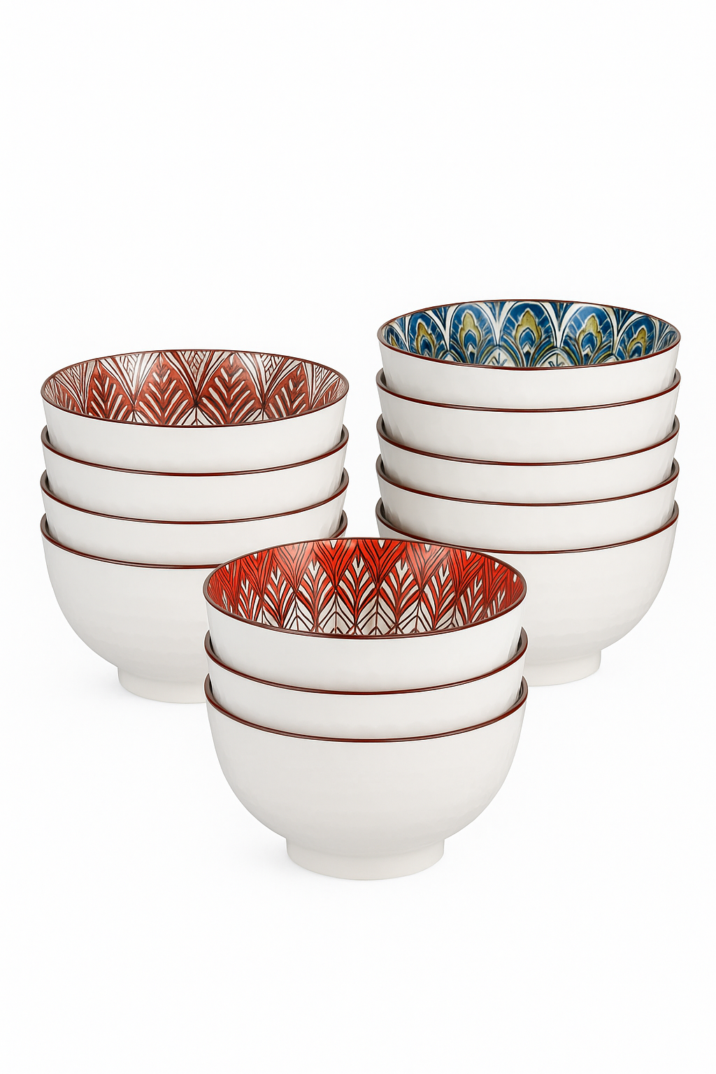 Ensemble bols ceramique motif floral boheme cuisine - vue 2 sur 2