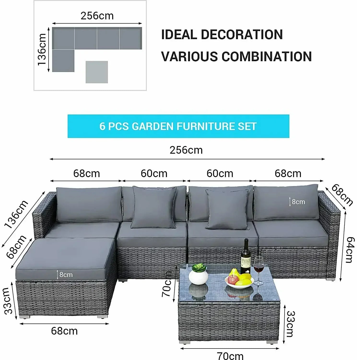 ensemble de canapés dangle de jardin en rotin avec table basse et coussins