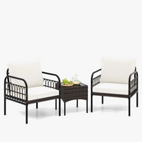 ensemble de fauteuils en rotin pour jardin avec table et coussins