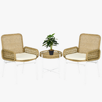 ensemble table et chaises de jardin naturel 3 pièces