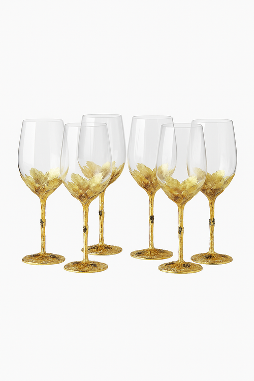 Ensemble verres vin cristal émaillé motifs décoratifs élégant - vue 2 sur 2
