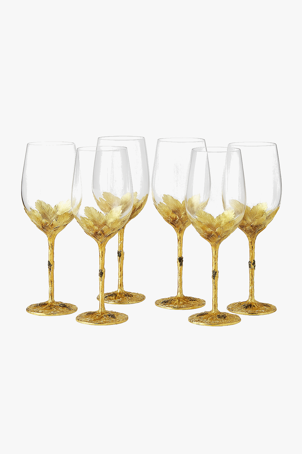 Enamelled crystal wine glass set with elegant decorative patterns