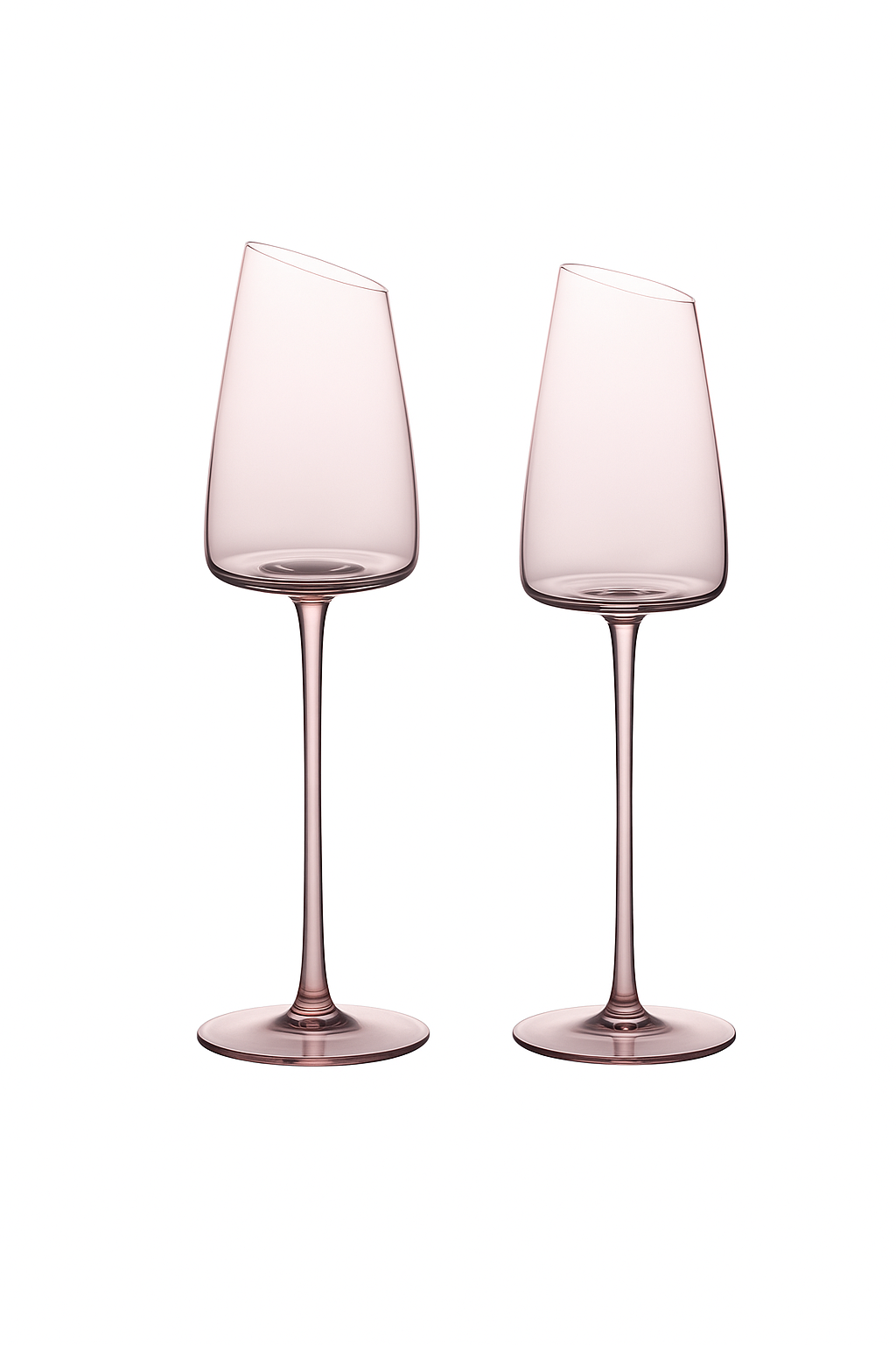 Ensemble verres vin flamant rose bord incliné concave - vue 2 sur 2