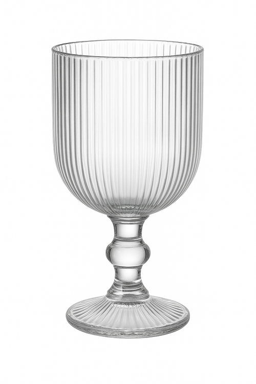 Ensemble verres vin rayés tige courte large ouverture