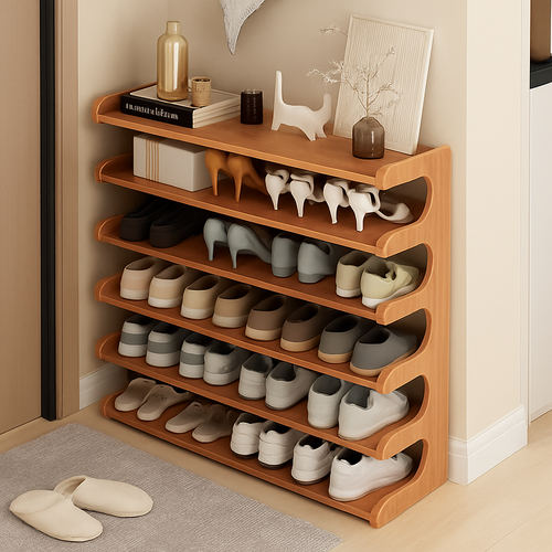 etagere de rangement a chaussures en bois multicouches resistente à lhumidité - vue 3 sur 11