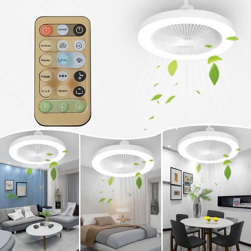 Fan Luster Silent Ceiling Fan Light with Remote Lamp E27 Control Bedroom Living, Home Lighting Source, Ac85-265v  Ceiling Fan - vue 4 sur 8