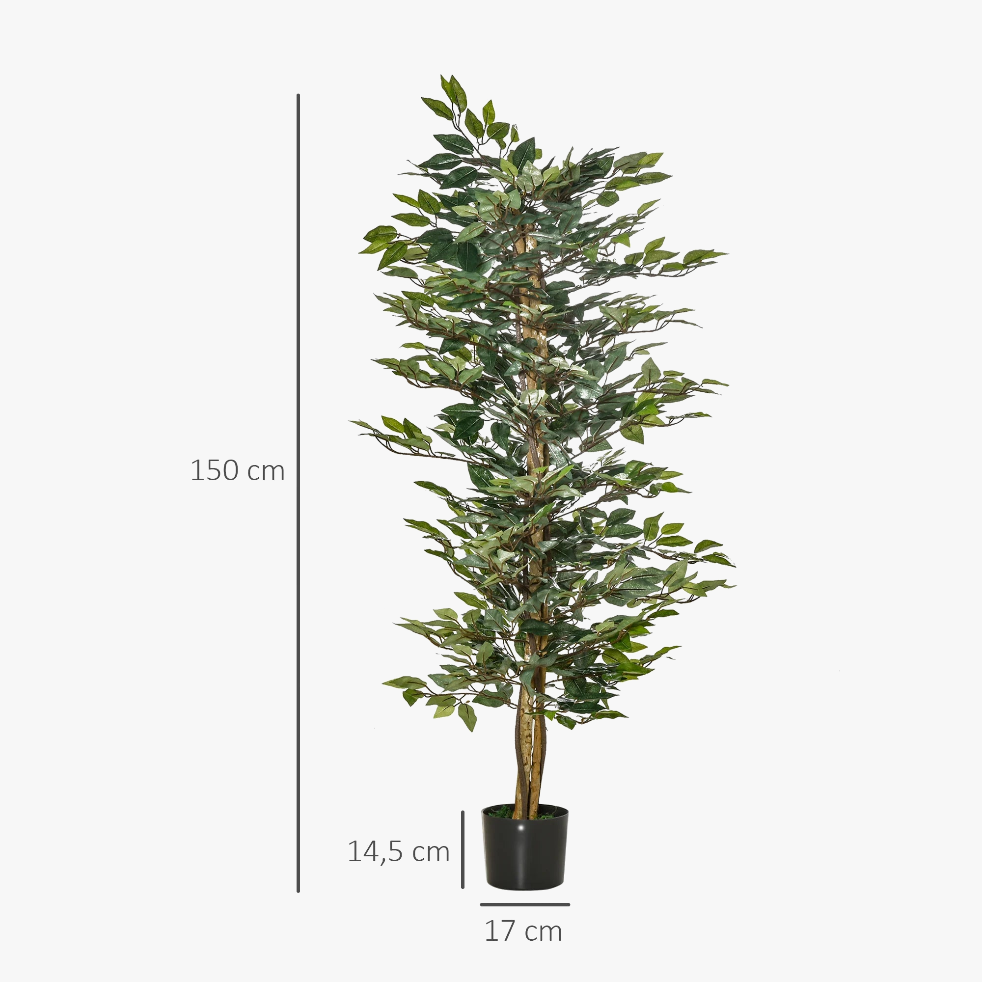 ficus artificiel avec pots en bûches et 1008 feuilles vertes